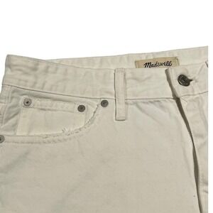Madewell White Denim Shorts Size 29 High Rise Frayed‎ Hem Relaxed Fit